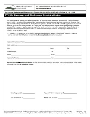 Hotel sales report template - Bioenergy and Biochemical Grant Application FY2014. Bioenergy and Biochemical grant application. - mda state mn