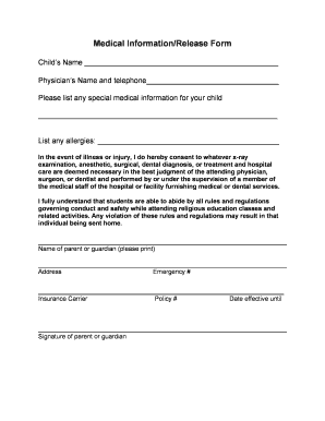 Medical Information Release Form