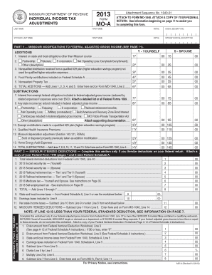 Missouri Individual Income Tax Form MO-A