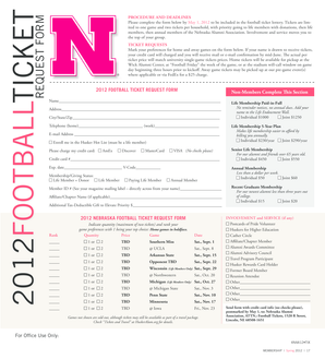 2012 Nebraska Football Ticket Request Form