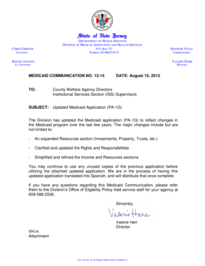 New Jersey Medicaid Application PA-1G
