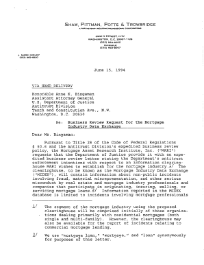 Business Review Request Letter - US Department of Justice - justice