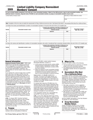 California Form 3832 Nonresident Members Consent