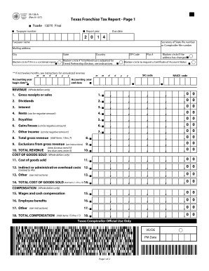 Texas Franchise Tax Report