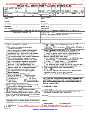 Kansas Real Estate Sales Validation Questionnaire
