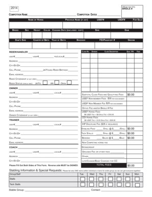 USEF Horse Competition Entry Form