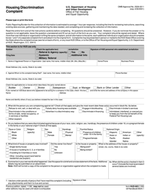 HUD Fair Housing Complaint Form