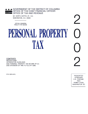 2002 DC Personal Property Tax Return
