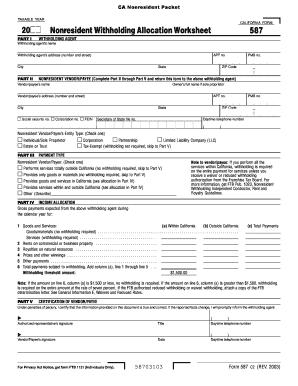 California Nonresident Vendor Data Record
