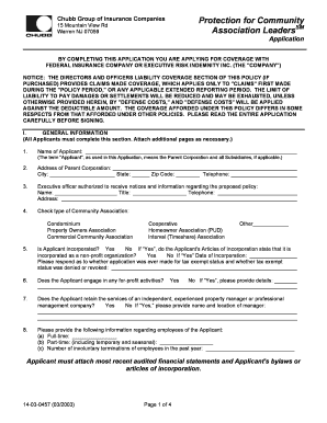 Chubb Community Association Insurance Application
