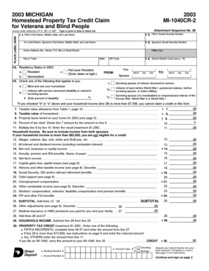 Michigan Homestead Property Tax Credit Claim MI-1040CR-2