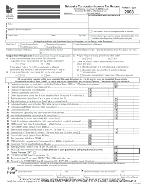 Nebraska Corporation Income Tax Return Form 1120N