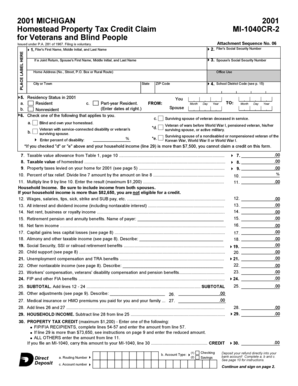 Michigan Homestead Property Tax Credit Claim MI-1040CR-2