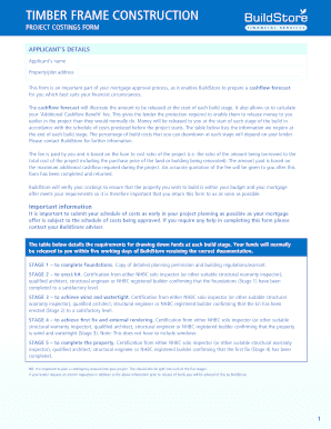 Timber Frame Construction Project Costings Form