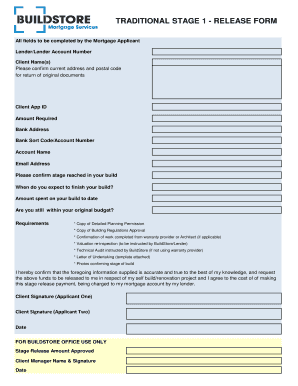 Traditional Stage 1 Release Form