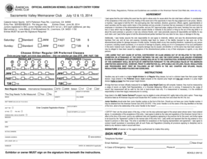 American Kennel Club Agility Entry Form