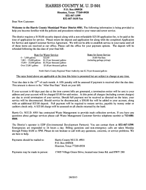 Harris County M.U.D. #501 Application for Residential Utility Service