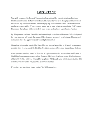 IRS Form SS-4 Application