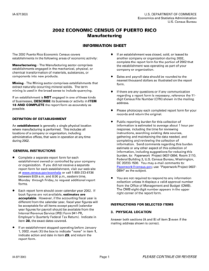 2002 Puerto Rico Economic Census Manufacturing Form