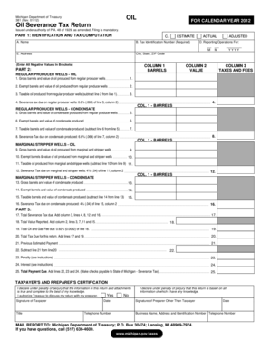 Michigan Oil Severance Tax Return