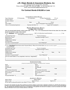 Contractor Bond Application Form