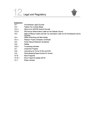 IRS Annual Determination Letter for the Catholic Church