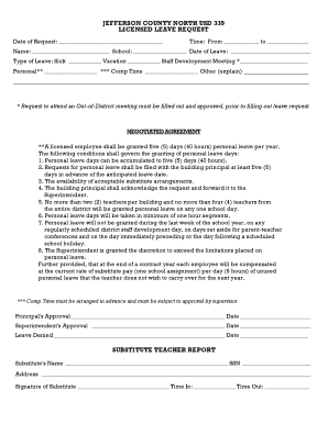 Jefferson County Licensed Leave Request Form