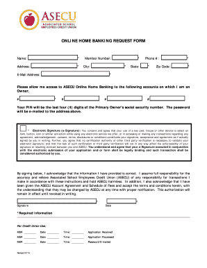 Online Home Banking Request Form