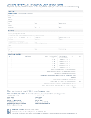 Annual Reviews Order Form