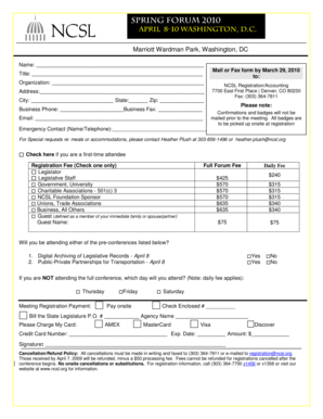 NCSL Conference Registration Form