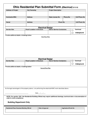 Ohio Residential Plan Submittal Form (Electrical)
