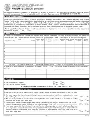 Missouri Applicant’s Eligibility Statement