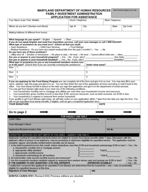 Maryland Application for Assistance