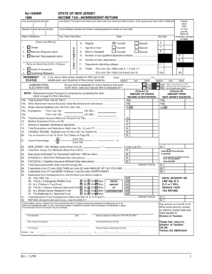 New Jersey Nonresident Income Tax Return