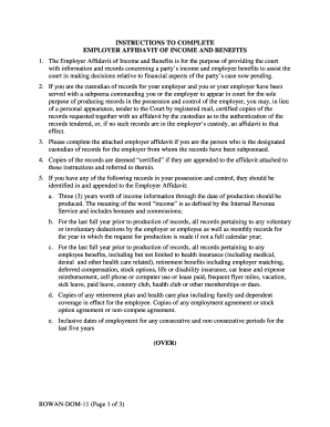 Employer Affidavit of Income and Benefits