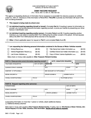 Ohio BMV Record Request Form