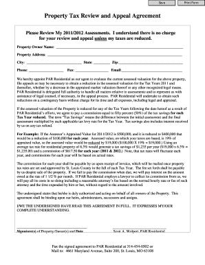 Property Tax Review and Appeal Agreement