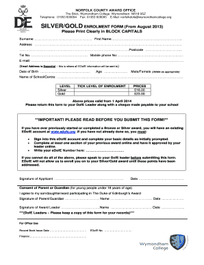 Duke of Edinburgh Award Enrollment Form