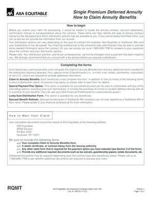 Single Premium Deferred Annuity Claim Form