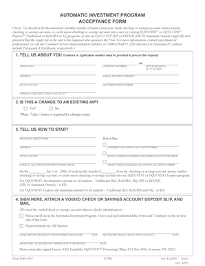 Automatic Investment Program Acceptance Form