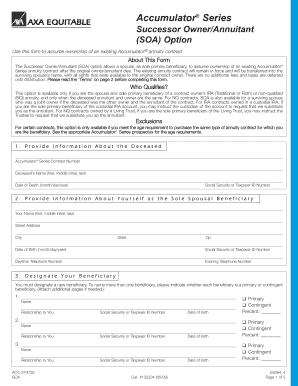 Accumulator Series Successor Owner/Annuitant Form