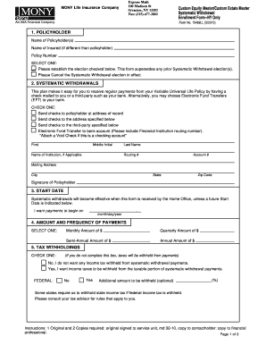 Systematic Withdrawal Enrollment Form NY