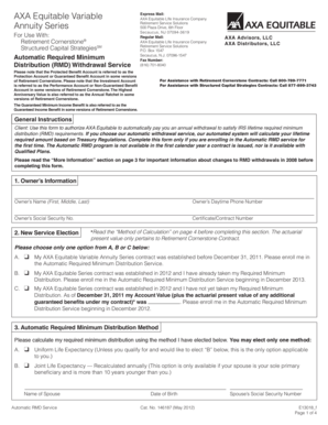 AXA Equitable Automatic RMD Withdrawal Form