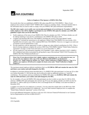 SIMPLE IRA Plan Notification for Employers