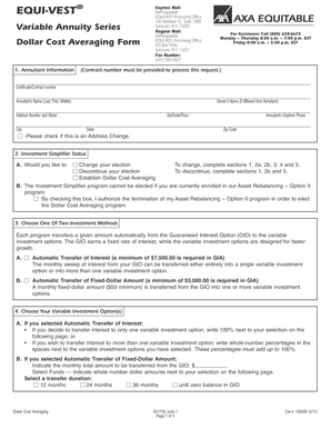 AXA Equitable Dollar Cost Averaging Form