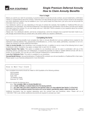 AXA Equitable Single Premium Deferred Annuity Claim Form