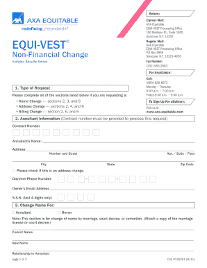 AXA Equitable Non-Financial Change Form