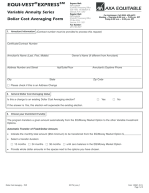 AXA Equitable Dollar Cost Averaging Form