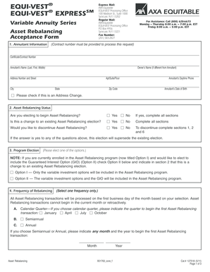 AXA Equitable Asset Rebalancing Form