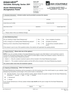 AXA Equitable Variable Annuity Asset Rebalancing Form